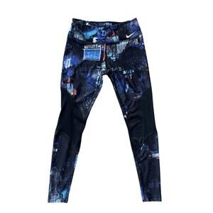 Nike Victory Power Crop Leggings Pants M | Graffiti Print, Dri-FIT, Mesh Panels